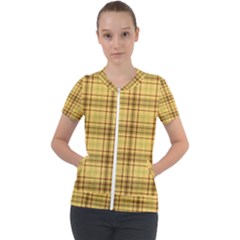 Plaid Short Sleeve Zip Up Jacket by nateshop