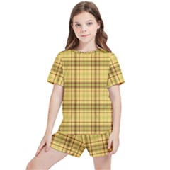 Plaid Kids  Tee And Sports Shorts Set by nateshop