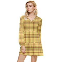 Plaid Tiered Long Sleeve Mini Dress by nateshop