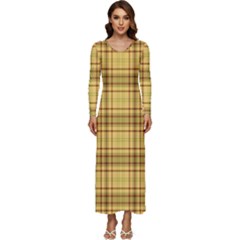 Plaid Long Sleeve Velour Longline Maxi Dress by nateshop