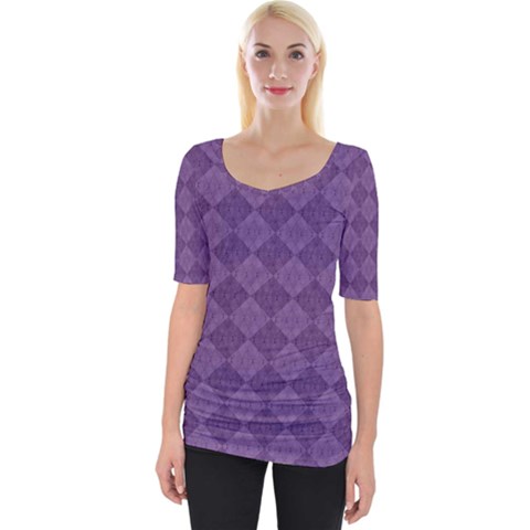 Purple Wide Neckline Tee by nateshop