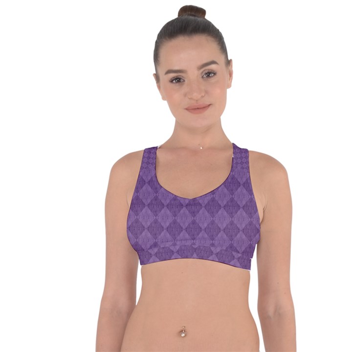 Purple Cross String Back Sports Bra