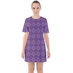 Purple Sixties Short Sleeve Mini Dress by nateshop