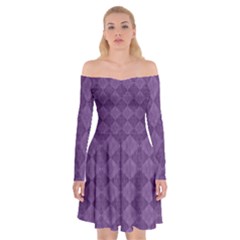 Purple Off Shoulder Skater Dress by nateshop