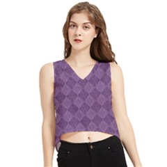 Purple V-neck Cropped Tank Top by nateshop