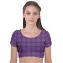 Purple Velvet Short Sleeve Crop Top  View1