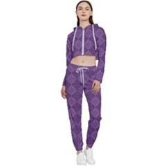 Purple Cropped Zip Up Lounge Set