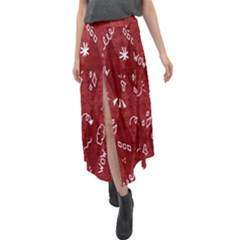 Rhomboid Velour Split Maxi Skirt by nateshop