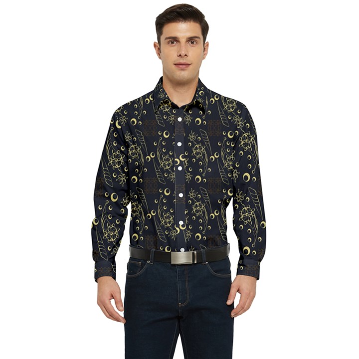 Seamless-pattern Men s Long Sleeve  Shirt