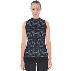 Seamless-pattern Mock Neck Shell Top by nateshop