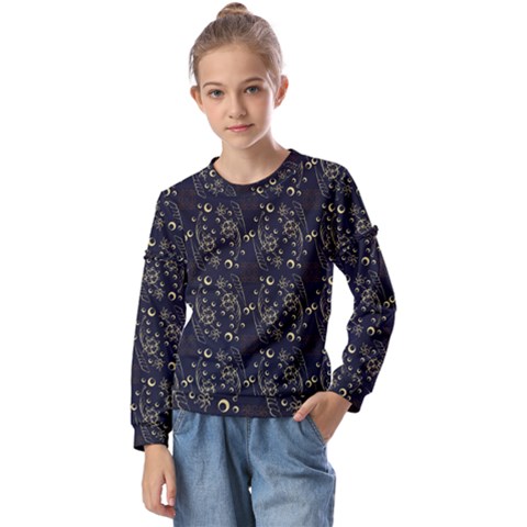 Seamless-pattern Kids  Long Sleeve Tee With Frill  by nateshop