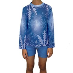 Snowflakes Kids  Long Sleeve Swimwear by nateshop