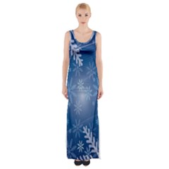 Snowflakes Thigh Split Maxi Dress by nateshop