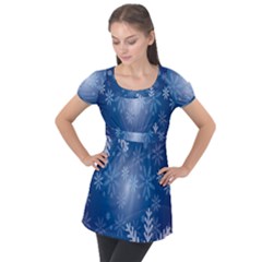 Snowflakes Puff Sleeve Tunic Top by nateshop