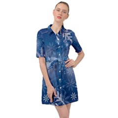 Snowflakes Belted Shirt Dress by nateshop