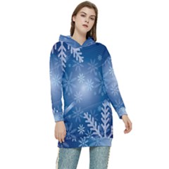 Snowflakes Women s Long Oversized Pullover Hoodie by nateshop