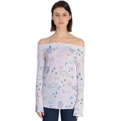 Space Off Shoulder Long Sleeve Top by nateshop