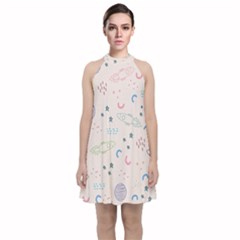 Space Velvet Halter Neckline Dress  by nateshop