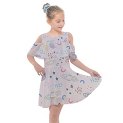 Space Kids  Shoulder Cutout Chiffon Dress by nateshop