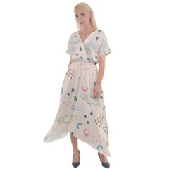 Space Cross Front Sharkbite Hem Maxi Dress by nateshop