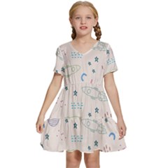 Space Kids  Short Sleeve Tiered Mini Dress by nateshop