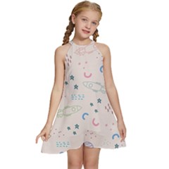 Space Kids  Halter Collar Waist Tie Chiffon Dress by nateshop