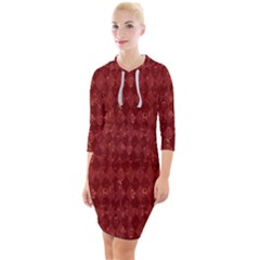 Square Quarter Sleeve Hood Bodycon Dress by nateshop