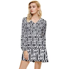 Ellipse Tiered Long Sleeve Mini Dress by nateshop