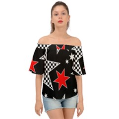 Stars Off Shoulder Short Sleeve Top by nateshop