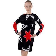 Stars Long Sleeve Hoodie Dress by nateshop