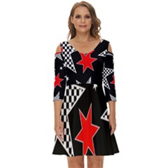 Stars Shoulder Cut Out Zip Up Dress by nateshop