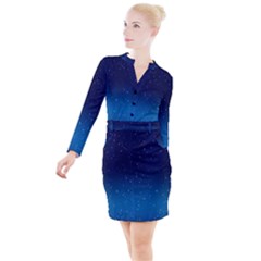 Stars-1 Button Long Sleeve Dress by nateshop