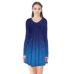 Stars-1 Long Sleeve V-neck Flare Dress by nateshop