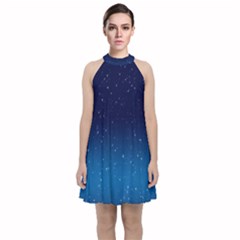 Stars-1 Velvet Halter Neckline Dress  by nateshop