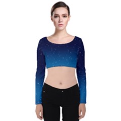 Stars-1 Velvet Long Sleeve Crop Top by nateshop