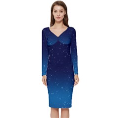 Stars-1 Long Sleeve V-neck Bodycon Dress  by nateshop