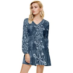 Stars-2 Tiered Long Sleeve Mini Dress by nateshop