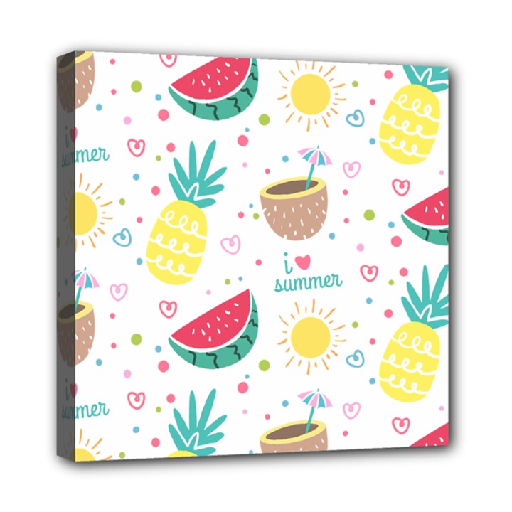 Pineapple And Watermelon Summer Fruit Mini Canvas 8  x 8  (Stretched)