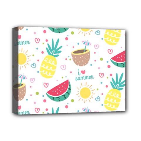 Pineapple And Watermelon Summer Fruit Deluxe Canvas 16  X 12  (stretched)  by Jancukart