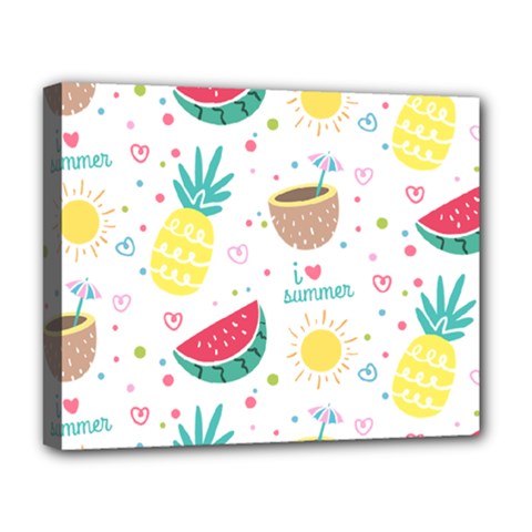 Pineapple And Watermelon Summer Fruit Deluxe Canvas 20  X 16  (stretched) by Jancukart