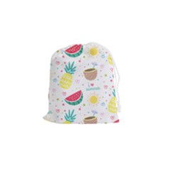 Pineapple And Watermelon Summer Fruit Drawstring Pouch (small)