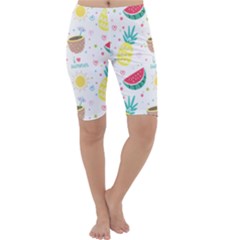 Pineapple And Watermelon Summer Fruit Cropped Leggings 