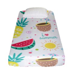 Pineapple And Watermelon Summer Fruit Fitted Sheet (single Size) by Jancukart