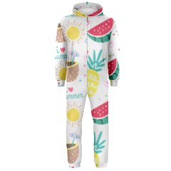 Pineapple And Watermelon Summer Fruit Hooded Jumpsuit (men) by Jancukart