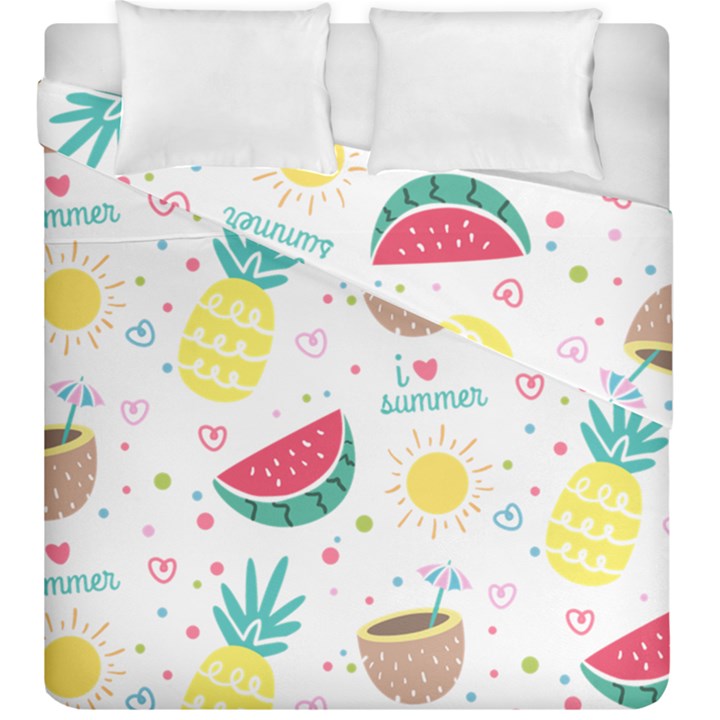 Pineapple And Watermelon Summer Fruit Duvet Cover Double Side (King Size)