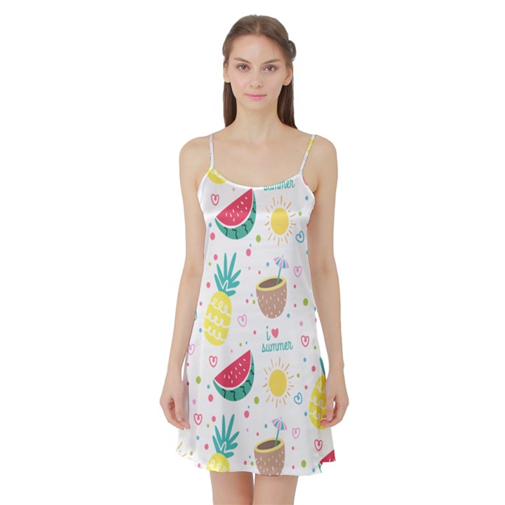 Pineapple And Watermelon Summer Fruit Satin Night Slip