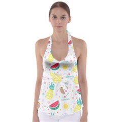 Pineapple And Watermelon Summer Fruit Babydoll Tankini Top