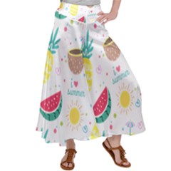 Pineapple And Watermelon Summer Fruit Satin Palazzo Pants