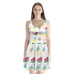 Pineapple And Watermelon Summer Fruit Split Back Mini Dress 