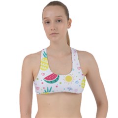 Pineapple And Watermelon Summer Fruit Criss Cross Racerback Sports Bra